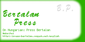 bertalan press business card